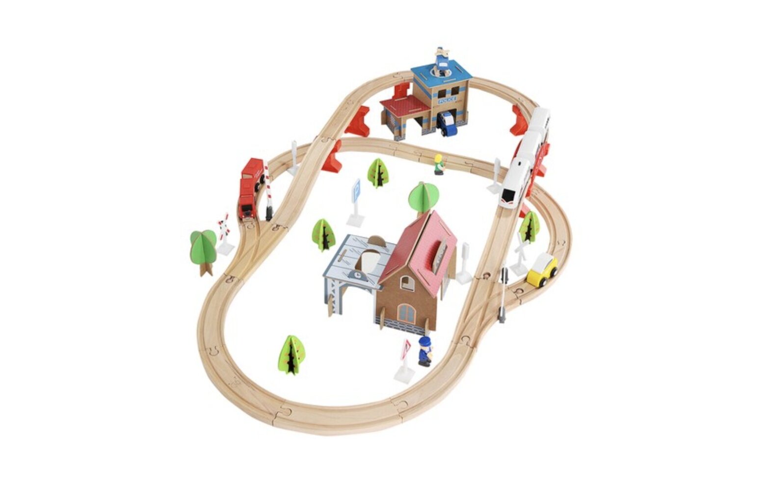 Medinis konstravimo geležinkelis su traukiniais Kruzzel, 89 d. kaina ir informacija | Žaislai berniukams | pigu.lt
