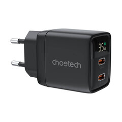 Wall charger GAN3 USB-C+C PD35W Choetech PD6051 (black) цена и информация | Зарядные устройства для телефонов | pigu.lt