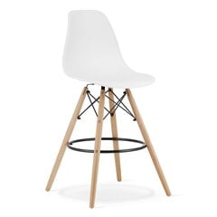 Барные стулья, белые / натуральные ножки x 4 цена и информация | Стулья для кухни и столовой | pigu.lt