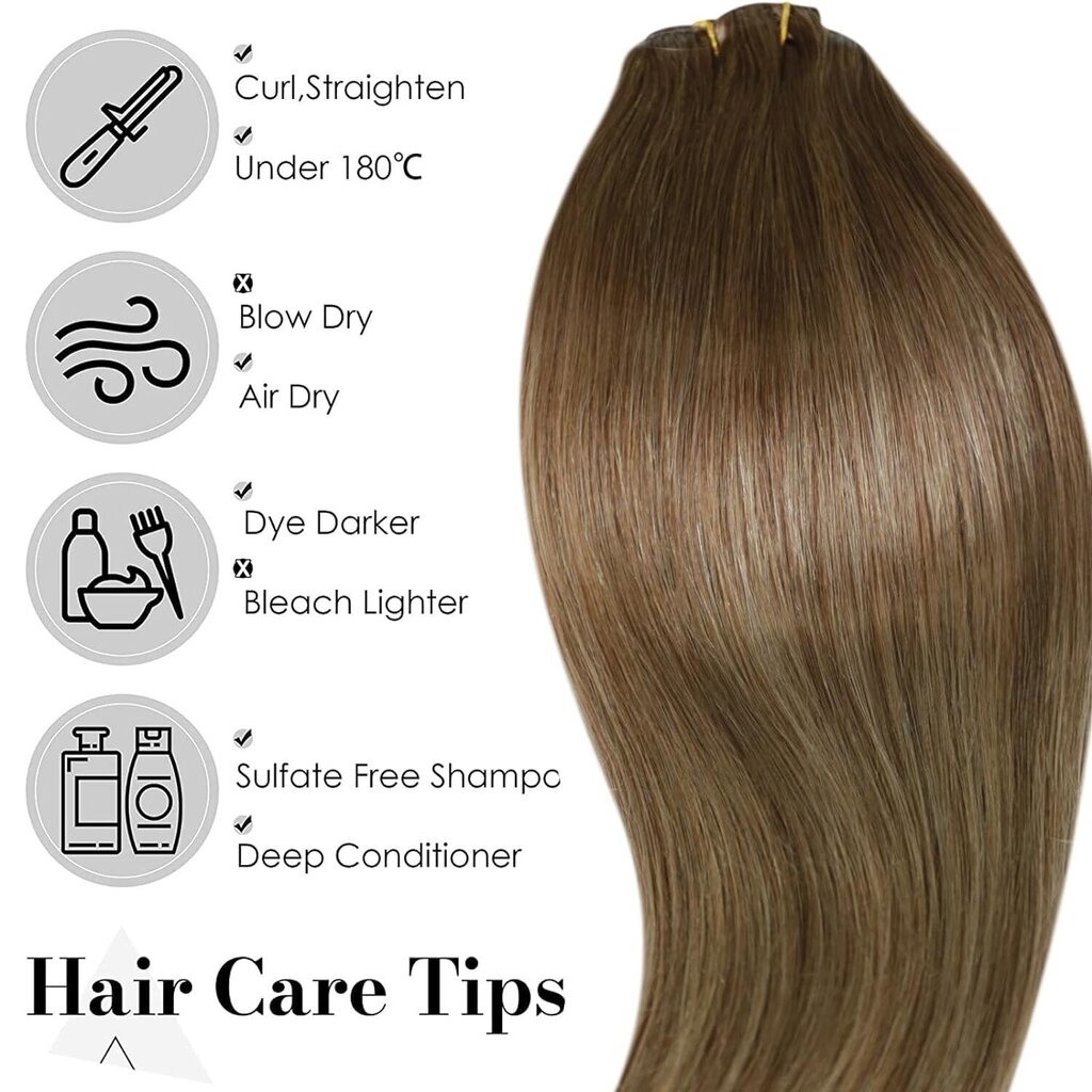 Prisegami plaukai moterims LaaVoo, 30 cm kaina ir informacija | Plaukų aksesuarai | pigu.lt