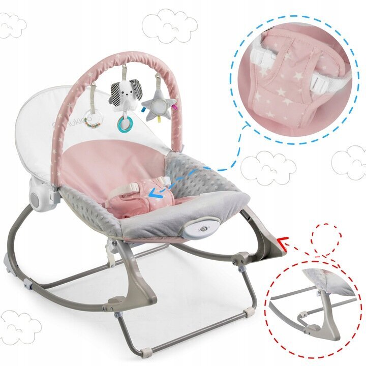 Supamoji kėdė su vibracija kūdikiams Nukido, grey/pink kaina ir informacija | Gultukai ir sūpynės | pigu.lt