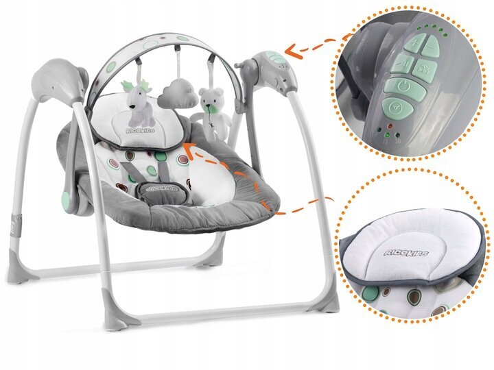 Elektrinis gultukas - supuoklės kūdikiams RicoKids, grey kaina ir informacija | Gultukai ir sūpynės | pigu.lt