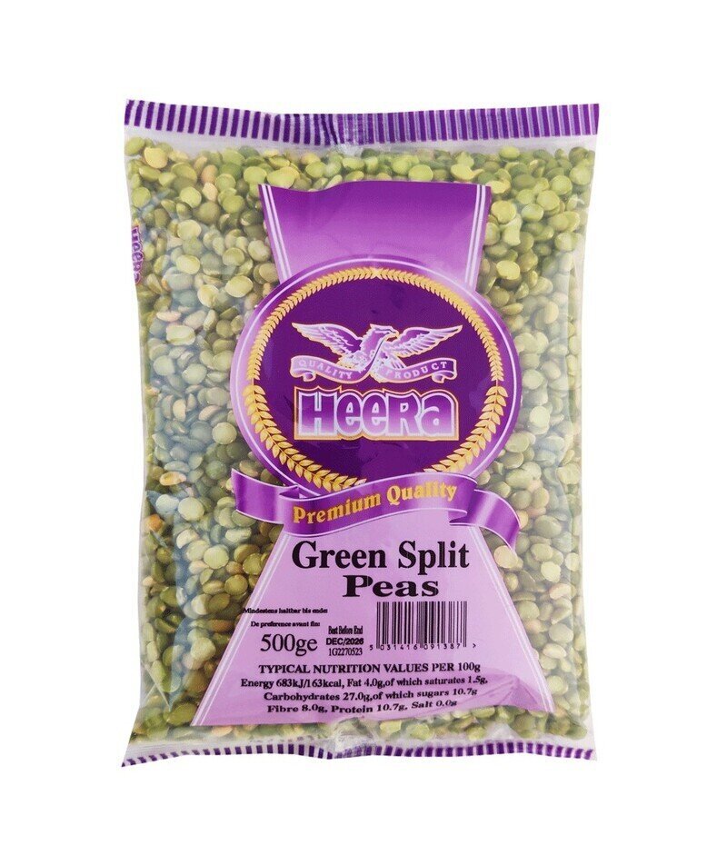 Skaldyti žalieji žirniai Green Split Peas Heera, 500g kaina ir informacija | Kruopos, dribsniai, košės | pigu.lt