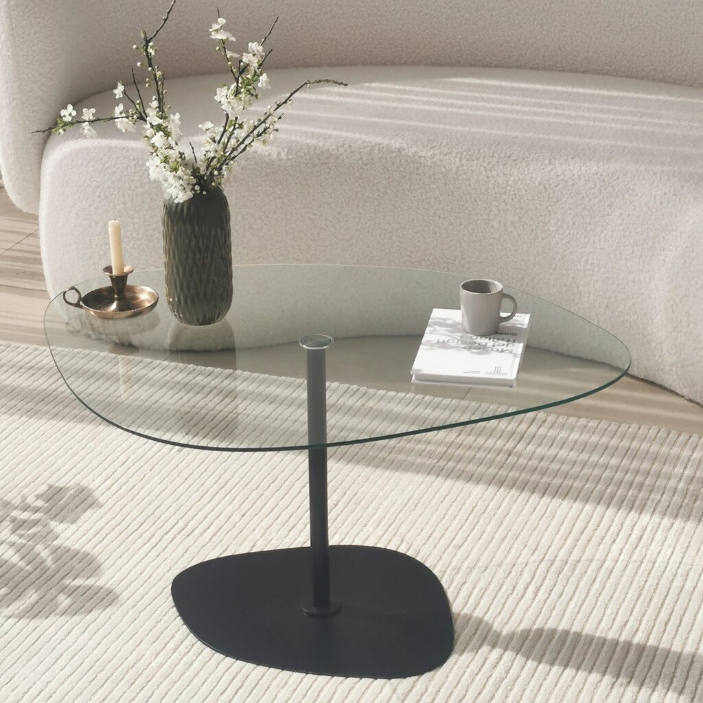 Kavos staliukas Asir, 85x40x67 cm, skaidrus/juodas kaina ir informacija | Kavos staliukai | pigu.lt