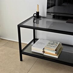 TV stalas Asir, 130x45x40 cm, pilkas/juodas kaina ir informacija | TV staliukai | pigu.lt