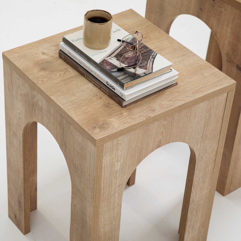 Kavos staliuko komplektas Asir, 35x50 cm, smėlio spalvos kaina ir informacija | Kavos staliukai | pigu.lt