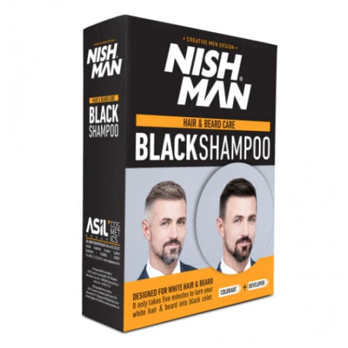 Plaukus ir barzdą dažantis šampūnas Nishman Hair & Beard Coloring Black Shampoo, 200 ml kaina ir informacija | Plaukų dažai | pigu.lt