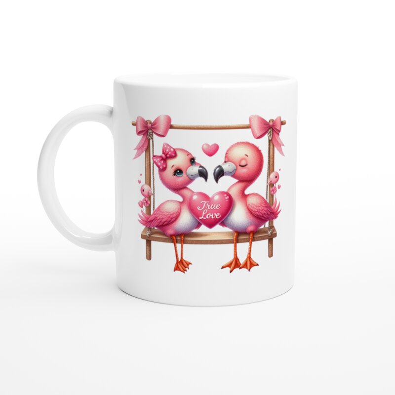 Puodelis Du flamingai ant sūpynių kaina ir informacija | Originalūs puodeliai | pigu.lt