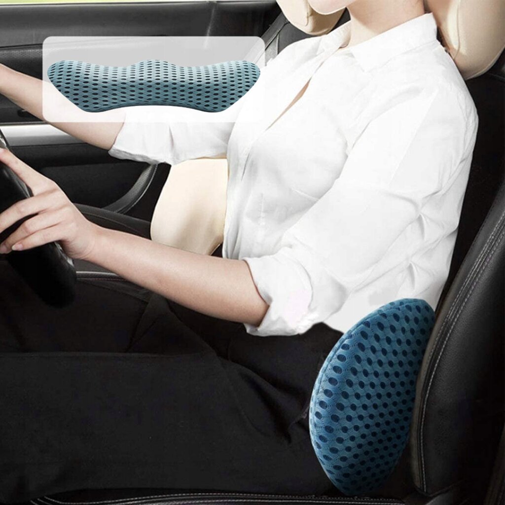 Ortopedinė juosmens pagalvė Medi Sleep, automobiliui ir sėdėjimui, su tvirtinimo diržu, mėlyna kaina ir informacija | Pagalvės | pigu.lt
