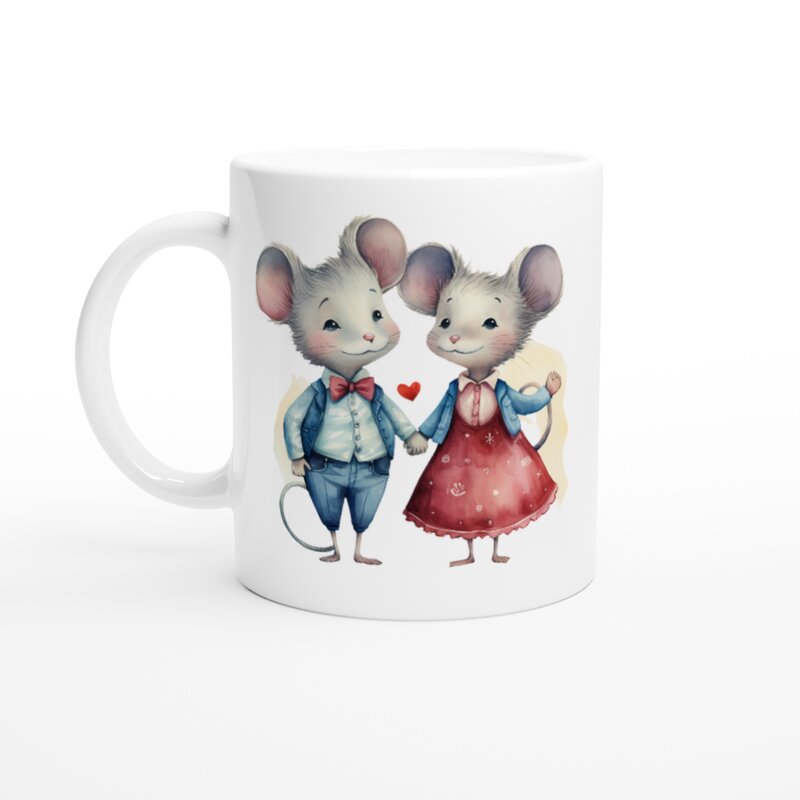 Puodelis Dvi pilkos pelės kaina ir informacija | Originalūs puodeliai | pigu.lt
