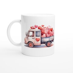 Puodelis Sunkvežimis su širdelėmis kaina ir informacija | Originalūs puodeliai | pigu.lt
