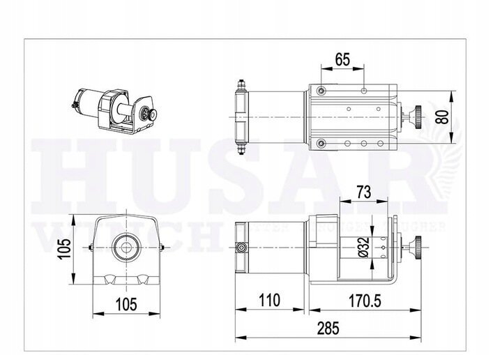 Elektrinė traukimo gervė Husar, 907 kg цена и информация | Automobilių 12V el. priedai | pigu.lt