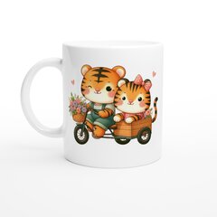 Puodelis Du tigrai ant dviračio kaina ir informacija | Originalūs puodeliai | pigu.lt