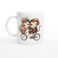 Puodelis Dvi beždžionės ant Dviračio kaina ir informacija | Originalūs puodeliai | pigu.lt