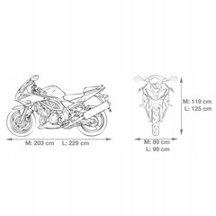 Мото чехол M, 203 x 89 x 119 см цена и информация | Принадлежности для мотоциклов | pigu.lt