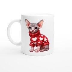 Puodelis Katė raudoname megztinyje kaina ir informacija | Originalūs puodeliai | pigu.lt