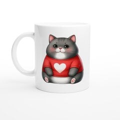 Puodelis Didelė katė marškinėliais su širdele kaina ir informacija | Originalūs puodeliai | pigu.lt