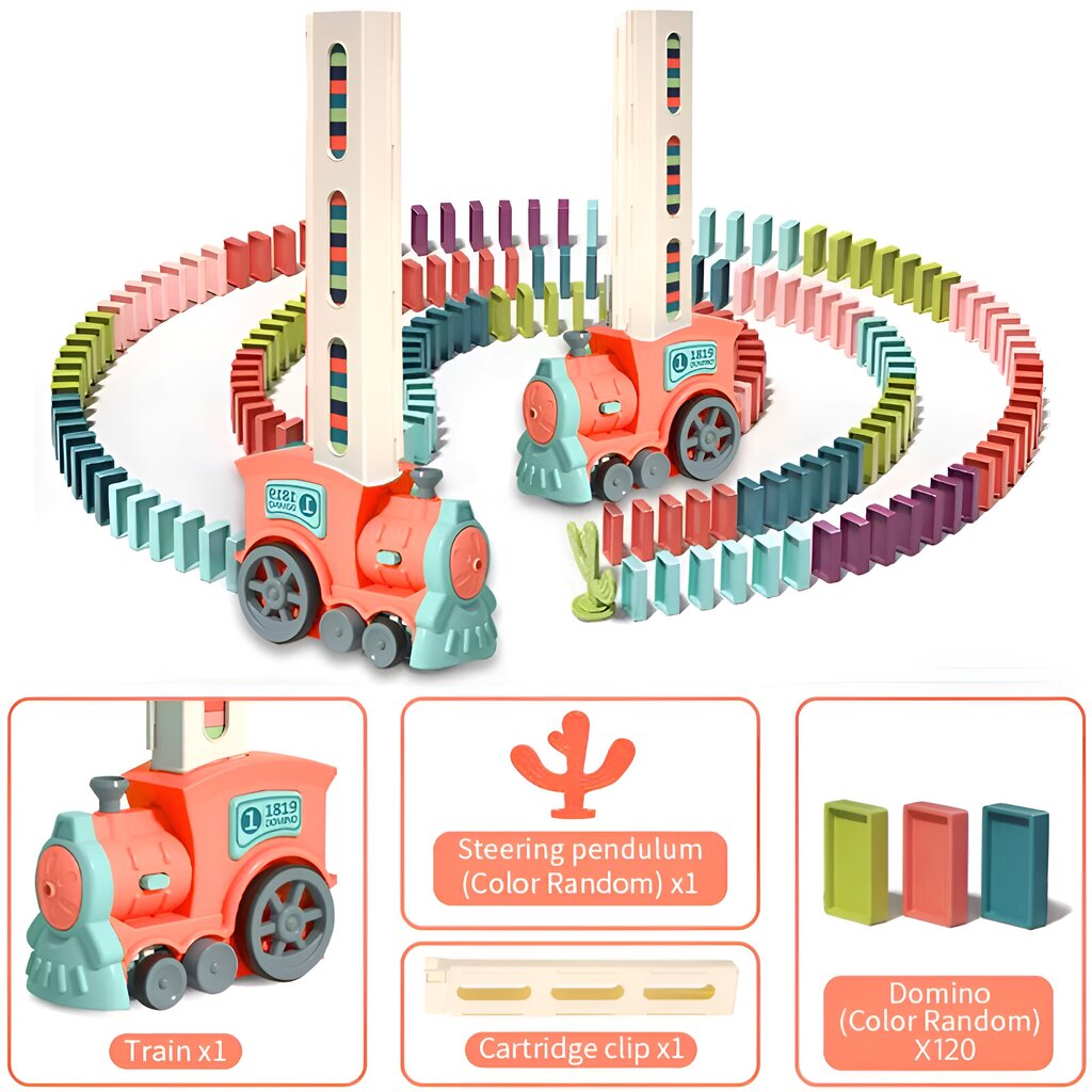 Automatinis domino padėjimo traukinukas žaislų rinkinys LIVMAN X007-1 kaina ir informacija | Lavinamieji žaislai | pigu.lt