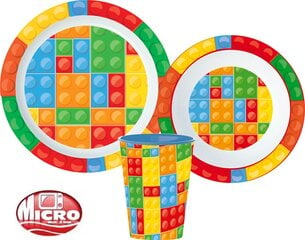 Детский набор посуды  Bricks, Lego Pattern , 3 части цена и информация | Детская посуда, контейнеры для молока и еды | pigu.lt