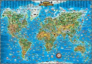 Pasaulio žemėlapis vaikams, 97×137 cm kaina ir informacija | Žemėlapiai | pigu.lt