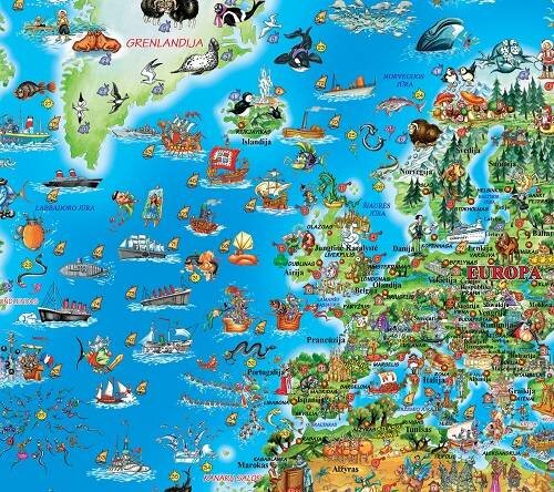 Pasaulio žemėlapis vaikams, 97×137 cm kaina ir informacija | Žemėlapiai | pigu.lt