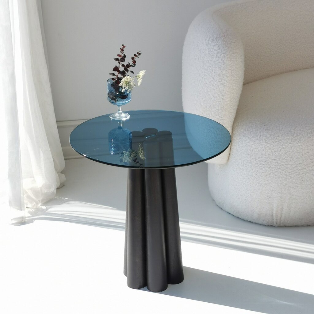 Kavos staliukas Asir, 50x50x50 cm, juodas/mėlynas kaina ir informacija | Kavos staliukai | pigu.lt