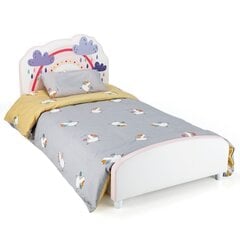 Vaikiška viengulė lova su minkštu galvūgaliu Costway Vaivorykštė, balta kaina ir informacija | Vaikiškos lovos | pigu.lt