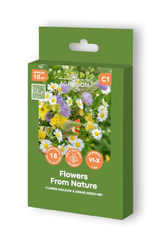 Gėlių ir žolių sėklų mišinys Agronom Flowers From Nature kaina ir informacija | Vejiniai žolių mišiniai | pigu.lt