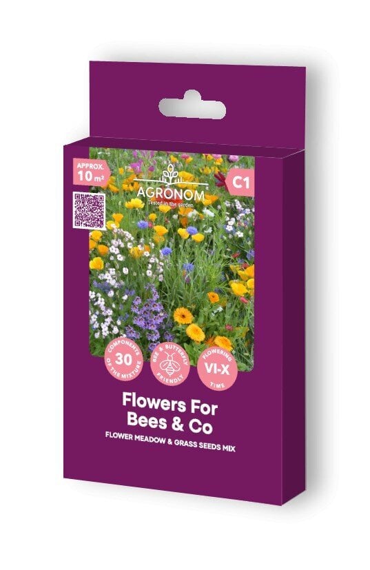 Gėlių ir žolių sėklų mišinys Agronom Flowers For Bees And Co kaina ir informacija | Vejiniai žolių mišiniai | pigu.lt