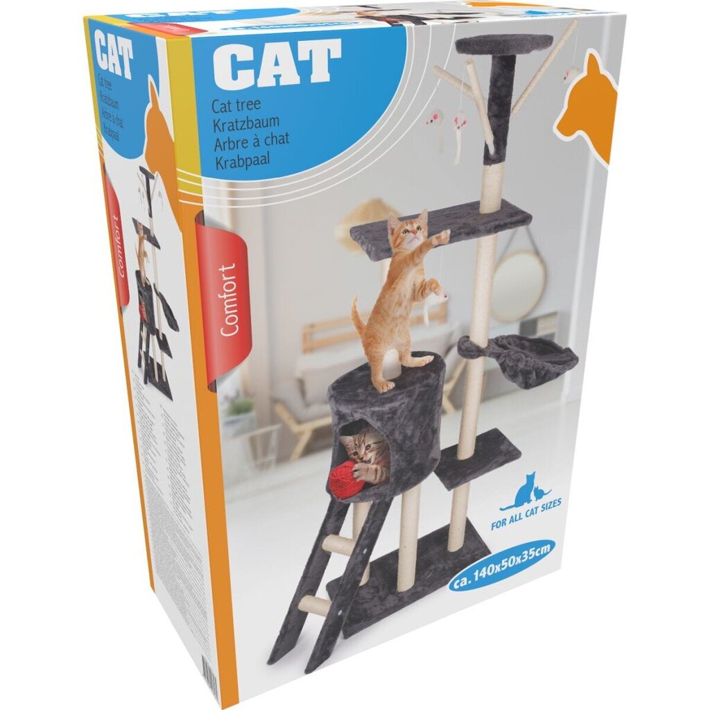 Kačių draskyklė Cat, pilka, 140x50x35 cm цена и информация | Draskyklės | pigu.lt