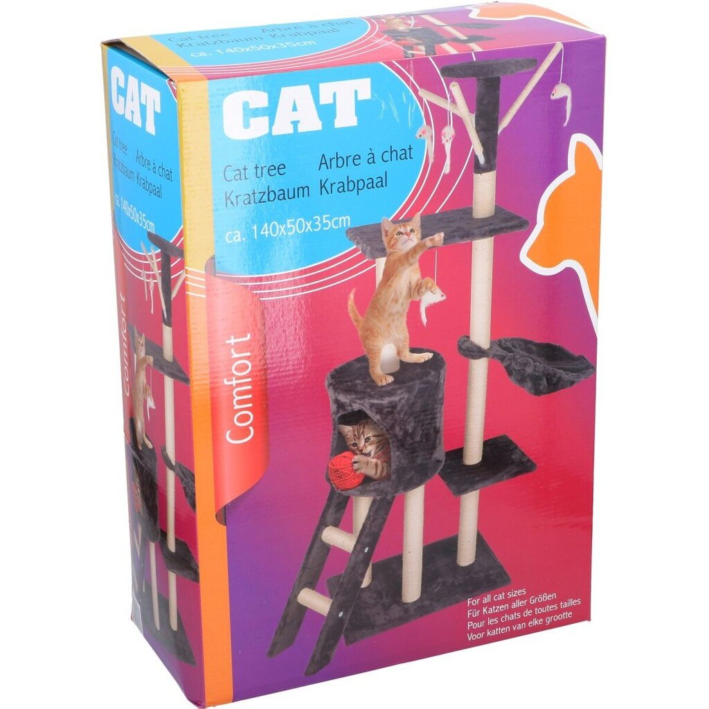 Kačių draskyklė Cat, pilka, 140x50x35 cm цена и информация | Draskyklės | pigu.lt