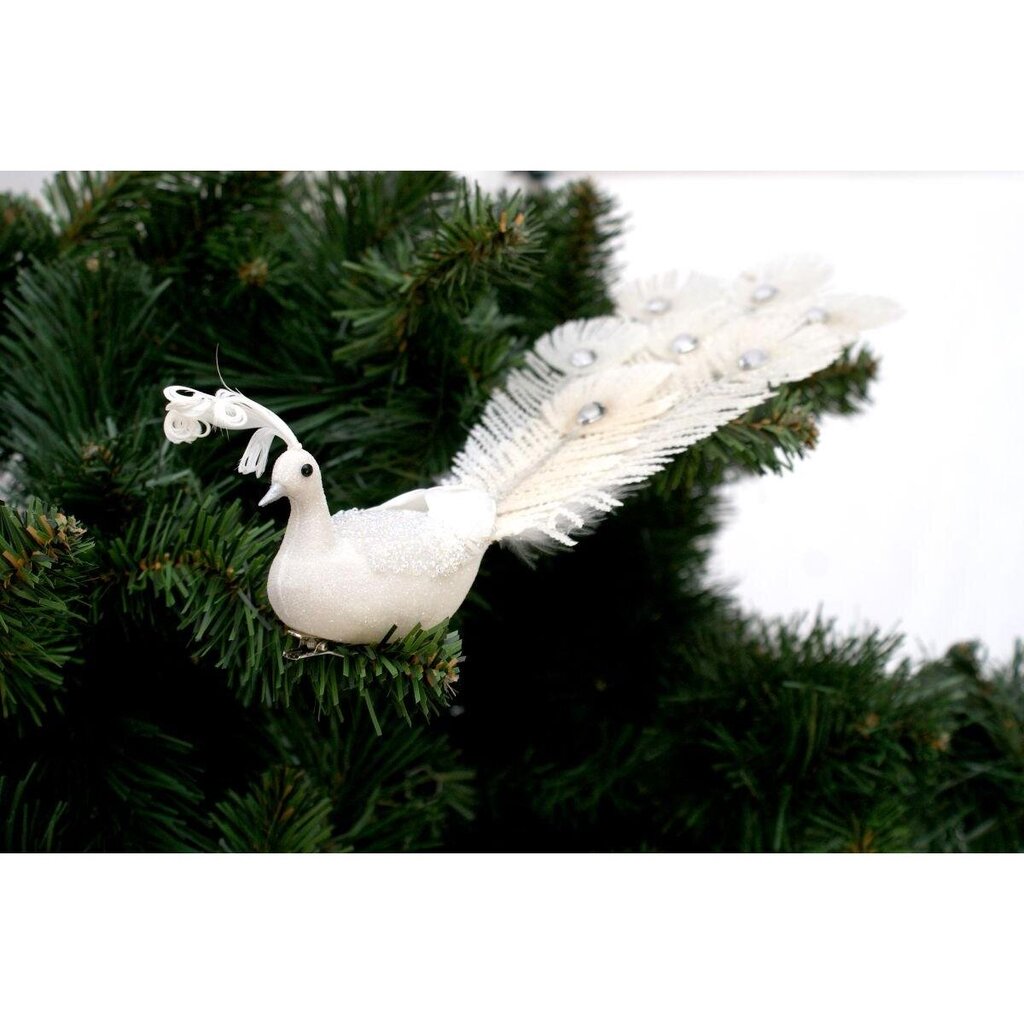 Kalėdinė prisegama dekoracija Baltas povas kaina ir informacija | Kalėdinės dekoracijos | pigu.lt