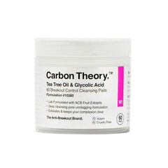 Veido valymo padeliai Carbon Theory Tea Tree Oil & Glycolic Acid 60 Breakout Control, 60 vnt kaina ir informacija | Veido prausikliai, valikliai | pigu.lt