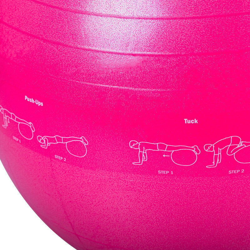 Rožinis gimnastikos kamuoliukas 65 cm su pėdų pompa - Medi Sleep kaina ir informacija | Gimnastikos kamuoliai | pigu.lt