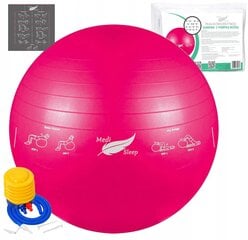 Розовый гимнастический мяч для упражнений 65 см с ножным насосом - Medi Sleep цена и информация | Гимнастические мячи | pigu.lt