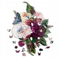 Деревянный пазл Бабочки в цветах | 320 деталей | XXL цена и информация | Пазлы | pigu.lt