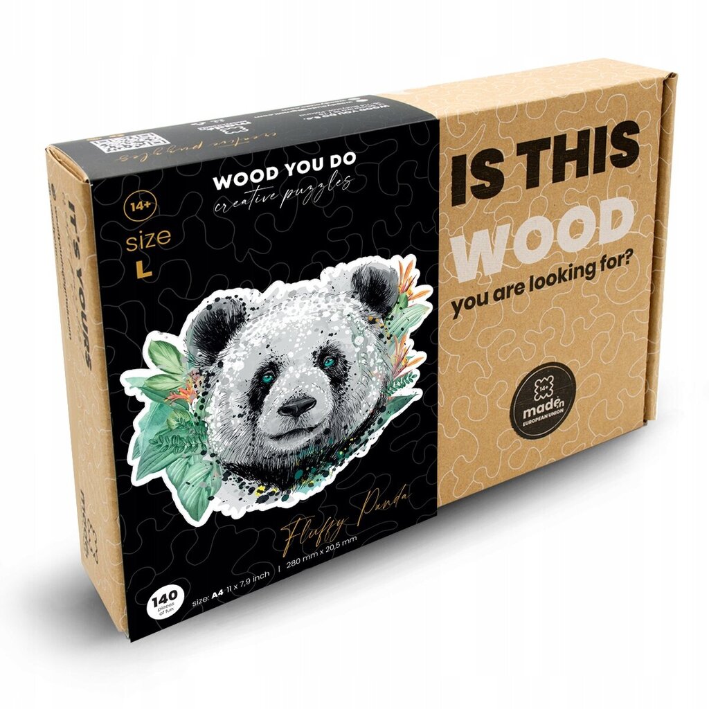 Medinė dėlionė Panda Wood You Do, 140d. kaina ir informacija | Dėlionės (puzzle) | pigu.lt