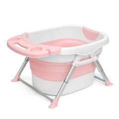 Sulankstoma vonia su pagalve kūdikiams, rožinė kaina ir informacija | Maudynių priemonės | pigu.lt