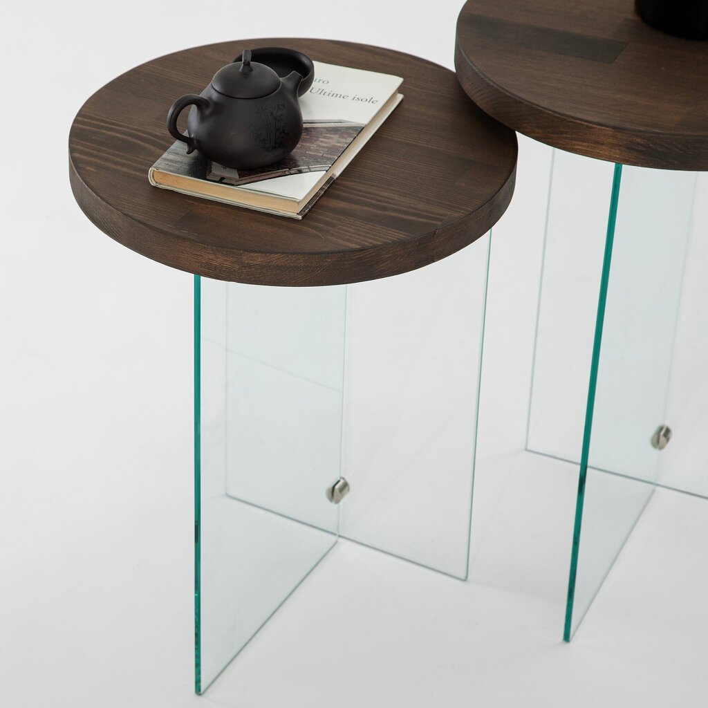 Kavos staliuko komplektas Asir, 35x51 cm, rudas kaina ir informacija | Kavos staliukai | pigu.lt