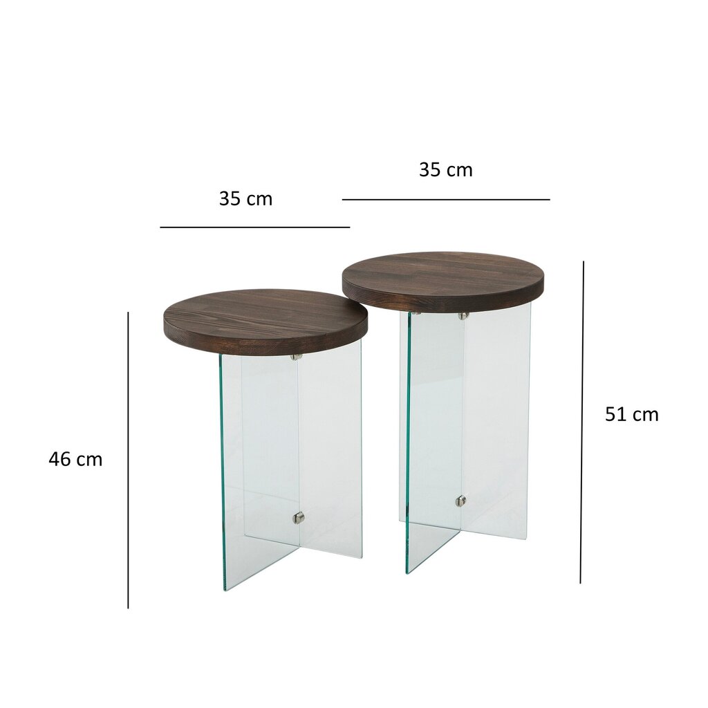 Kavos staliuko komplektas Asir, 35x51 cm, rudas цена и информация | Kavos staliukai | pigu.lt