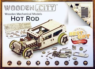 Medinis konstruktorius Wooden city Automobilis, 141 d. цена и информация | Конструкторы и кубики | pigu.lt