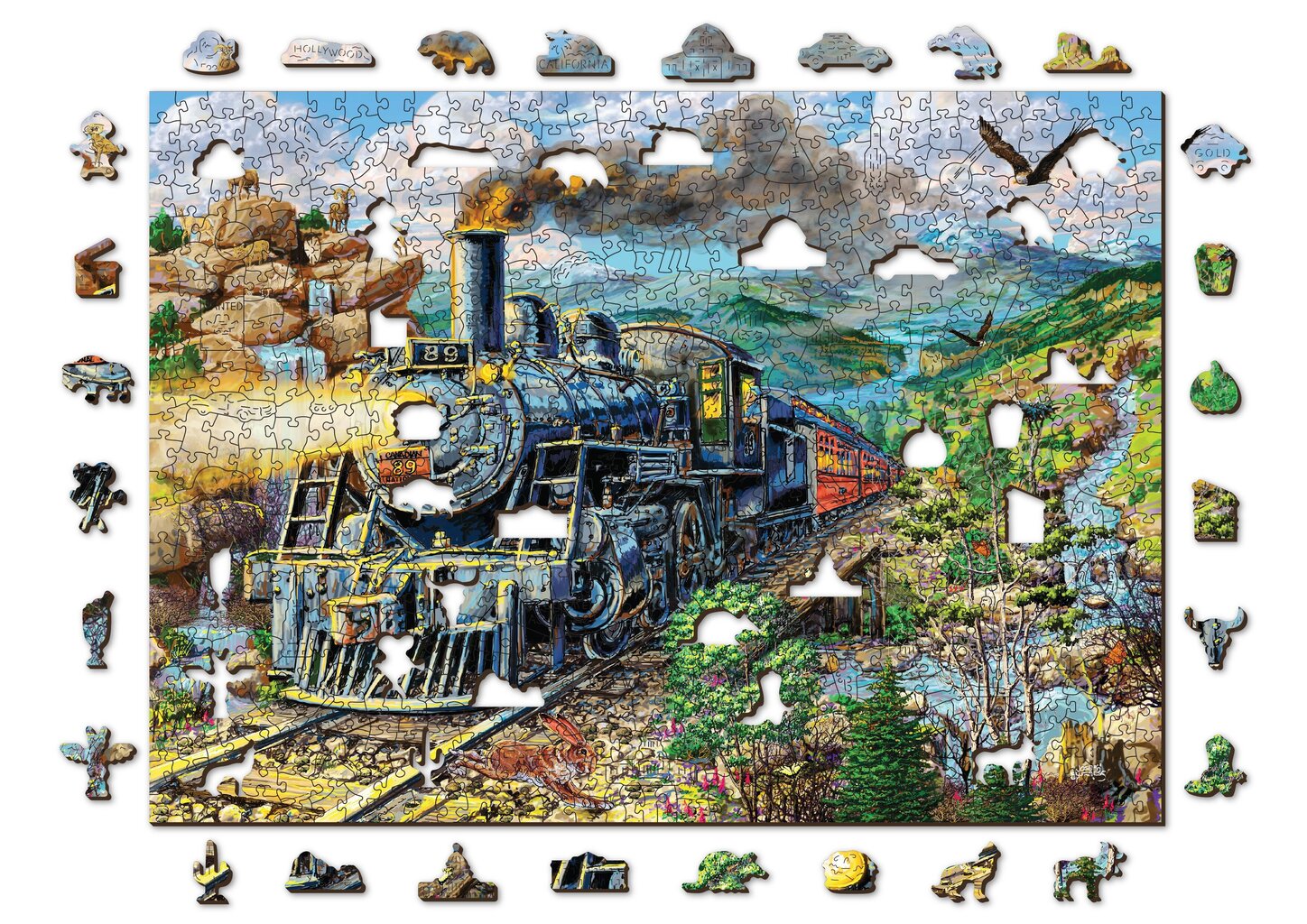 Medinė dėlionė su figūrėlėmis Wooden city Traukinys, 750 d. цена и информация | Dėlionės (puzzle) | pigu.lt