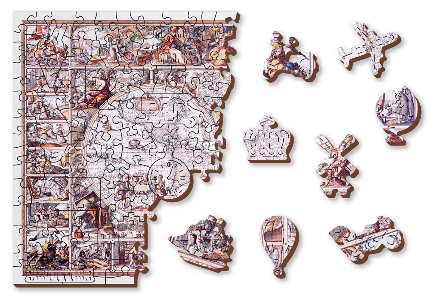 Medinė dėlionė Wooden City Tyrinėjimo amžiaus žemėlapis, 505 d. kaina ir informacija | Dėlionės (puzzle) | pigu.lt
