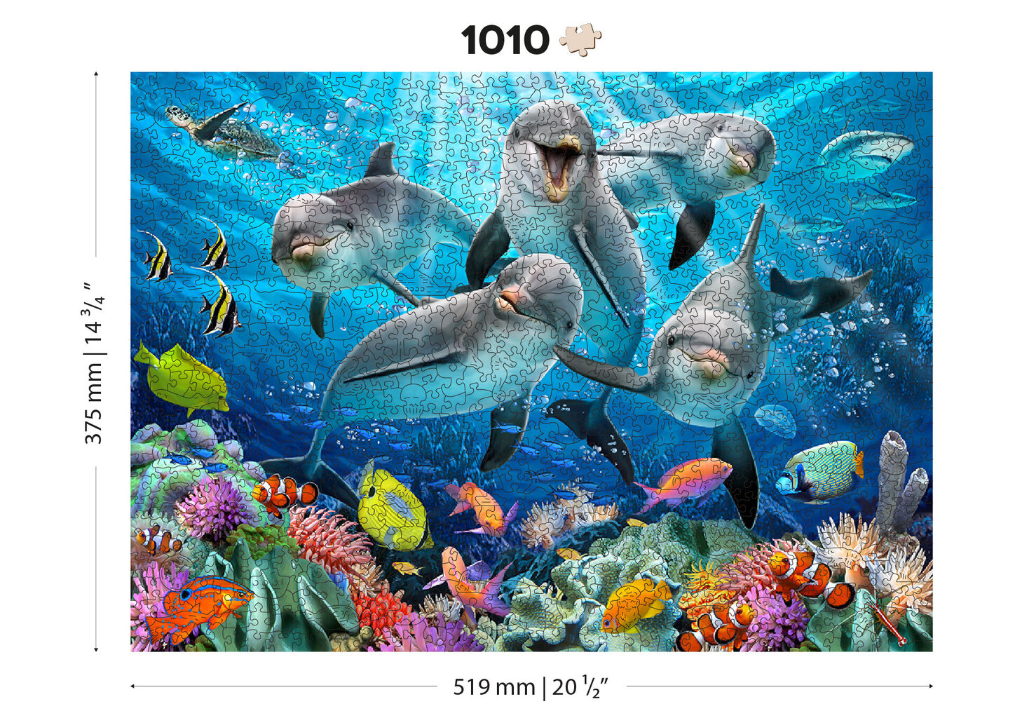 Medinė dėlionė su figūrėlėmis Wooden city Laimingi delfinai, 1010 d. kaina ir informacija | Dėlionės (puzzle) | pigu.lt