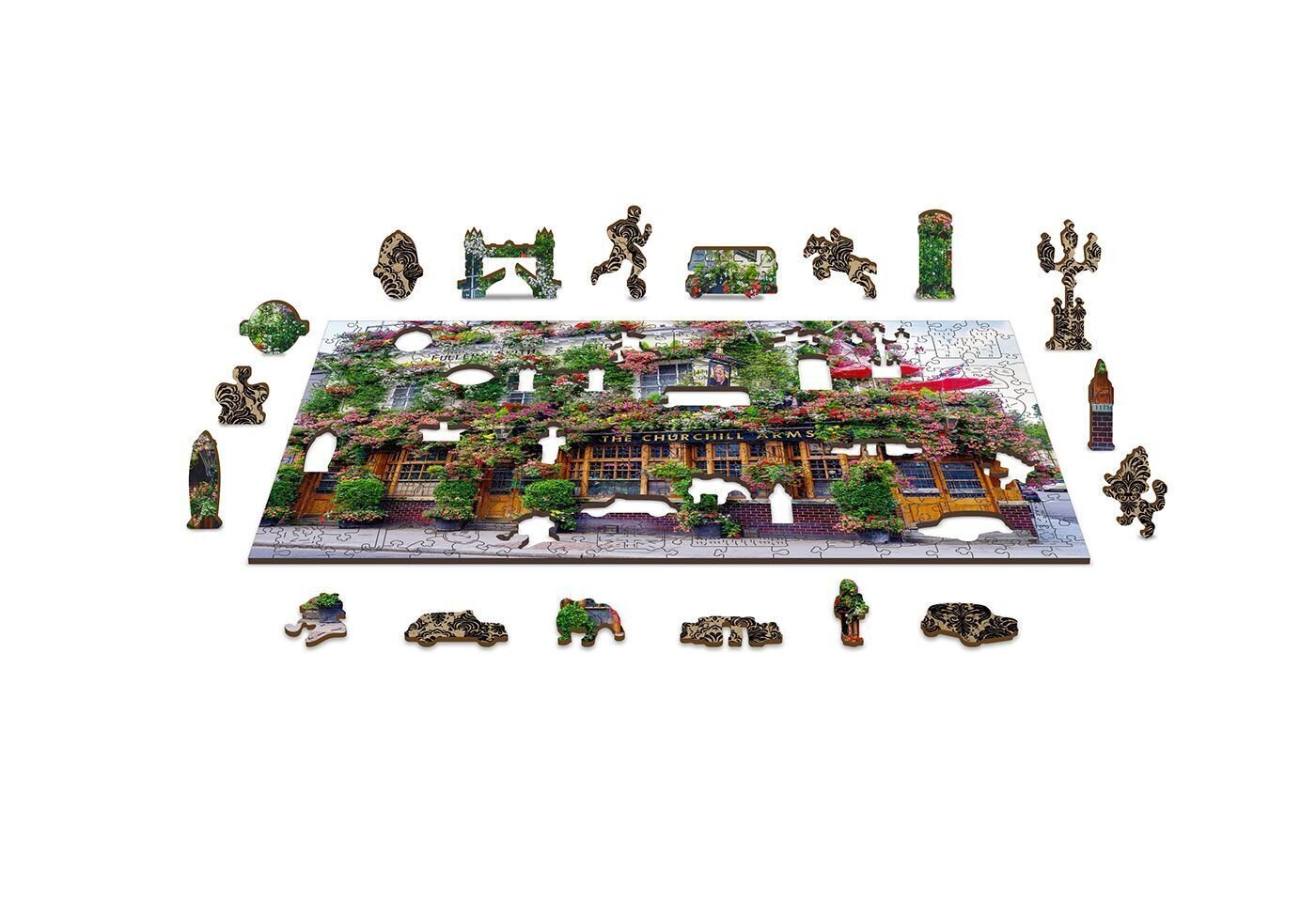 Medinė dėlionė su figūrėlėmis Wooden city Londono pub, 300 d. цена и информация | Dėlionės (puzzle) | pigu.lt