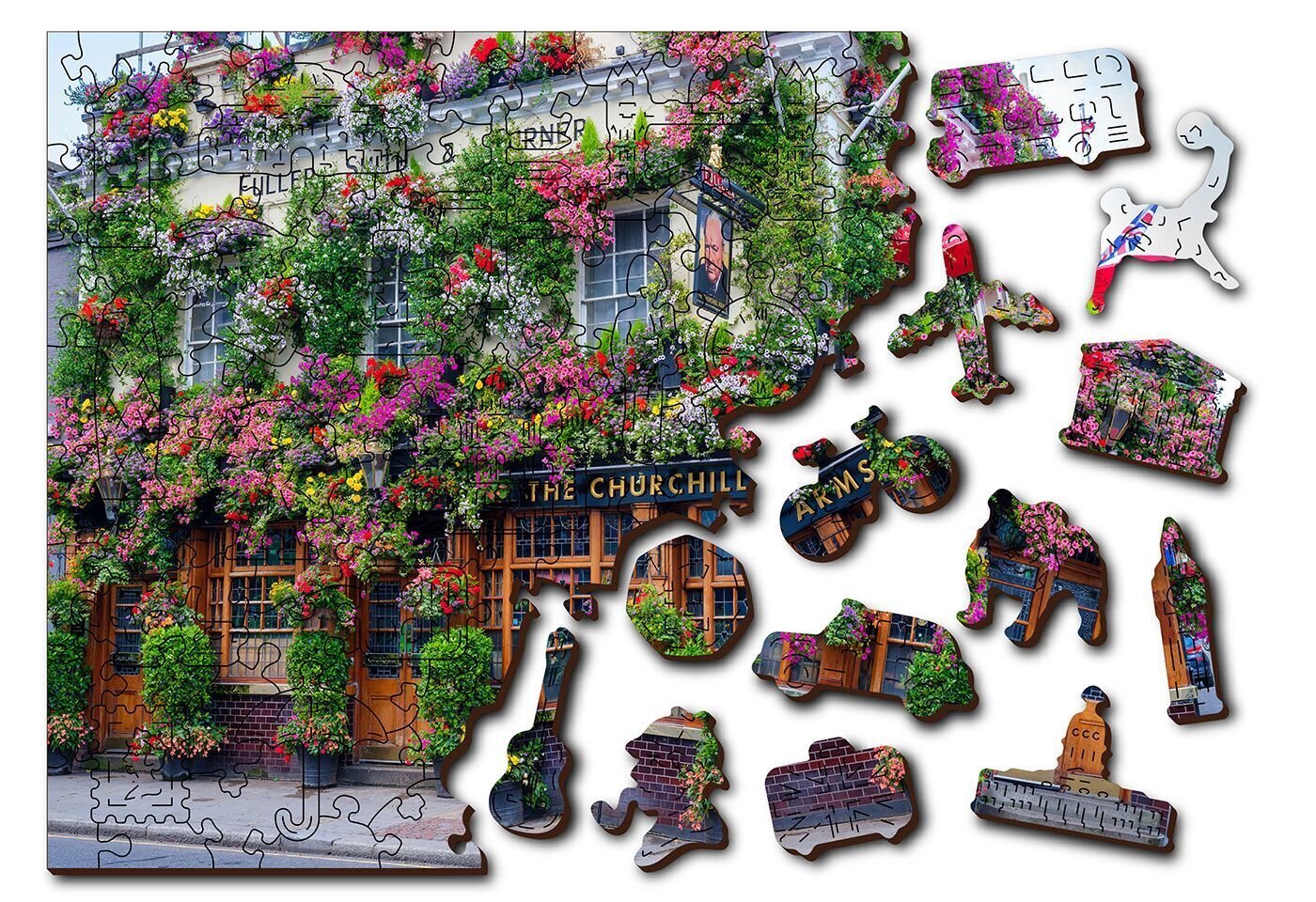 Medinė dėlionė su figūrėlėmis Wooden city Londono pub, 300 d. цена и информация | Dėlionės (puzzle) | pigu.lt