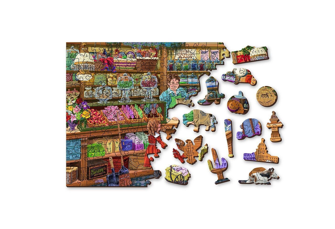 Medinė dėlionė su figūrėlėmis Wooden city Parduotuvė, 200 d. kaina ir informacija | Dėlionės (puzzle) | pigu.lt