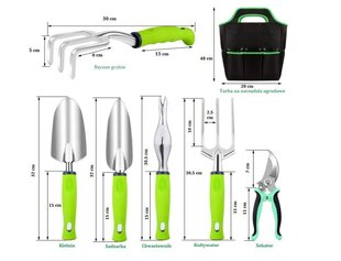 Sodo įrankių rinkinys, žalias, 14 d. цена и информация | Садовые инструменты | pigu.lt