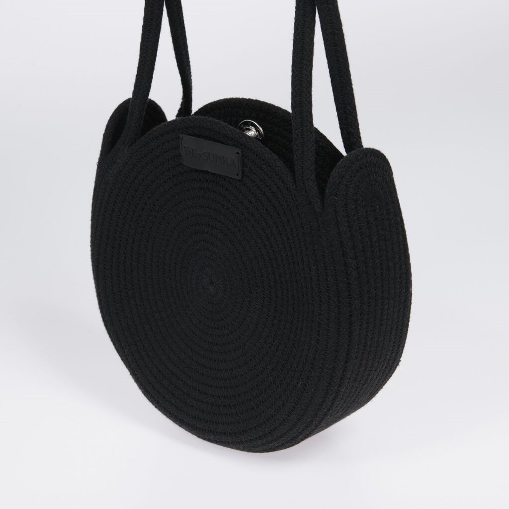 Apvalus juodas krepšys Textile-Contact цена и информация | Moteriškos rankinės | pigu.lt