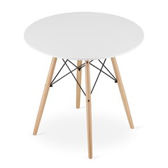 Круглый стол 80 см, белый цена и информация | Кухонные и обеденные столы | pigu.lt